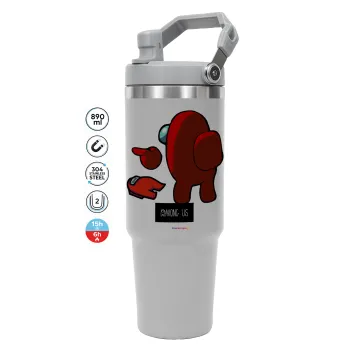 Among US i am impostor..., ΓΚΡΙ χρώματος Θερμός Ανοξείδωτο 890ml (30oz) με χερούλι