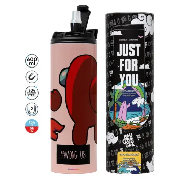 Among US i am impostor..., Tumbler stainless steel PINK 600ml