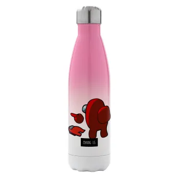 Among US i am impostor..., Metal mug thermos Pink/White (Stainless steel), double wall, 500ml