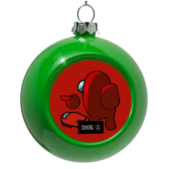 Among US i am impostor..., Green Christmas tree ornament bauble 8cm