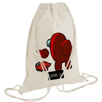 Among US i am impostor..., Τσάντα πλάτης πουγκί GYMBAG natural (28x40cm)