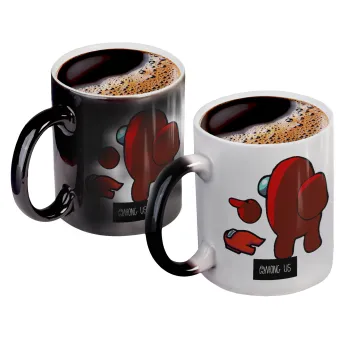 Among US i am impostor..., Color changing magic Mug, ceramic, 330ml when adding hot liquid inside, the black colour desappears (1 pcs)
