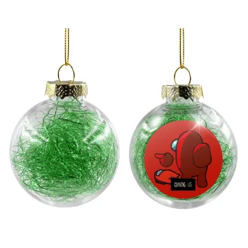 Among US i am impostor..., Transparent Christmas tree ball ornament with green filling 8cm