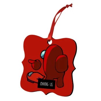 Among US i am impostor..., Στολίδι Χριστουγεννιάτικο στολίδι polygon ξύλινο 7.5cm