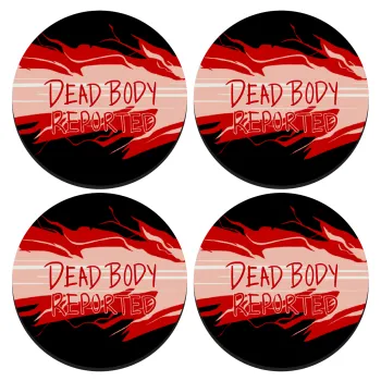Among US dead body reported, SET of 4 round wooden coasters (9cm)