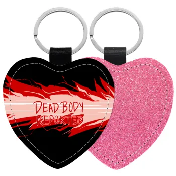 Among US dead body reported, Μπρελόκ PU δερμάτινο glitter καρδιά ΡΟΖ