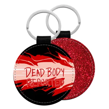 Among US dead body reported, Μπρελόκ Δερματίνη, στρογγυλό ΚΟΚΚΙΝΟ (5cm)