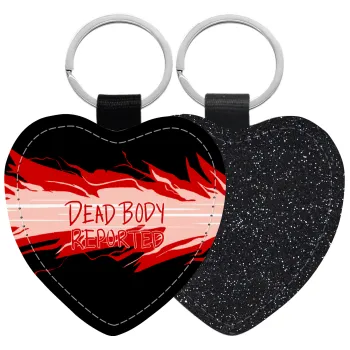 Among US dead body reported, Μπρελόκ PU δερμάτινο glitter καρδιά ΜΑΥΡΟ