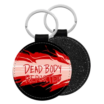 Among US dead body reported, Μπρελόκ Δερματίνη, στρογγυλό ΜΑΥΡΟ (5cm)