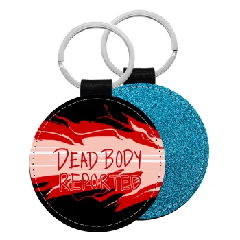 Among US dead body reported, Μπρελόκ Δερματίνη, στρογγυλό ΜΠΛΕ (5cm)