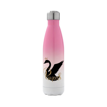 Swan Princess, Metal mug thermos Pink/White (Stainless steel), double wall, 500ml