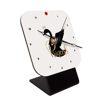 Swan Princess, Quartz Wooden table clock with hands (10cm)