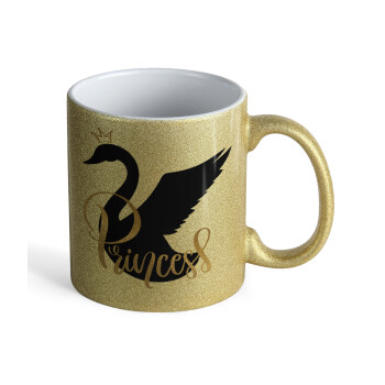 Swan Princess, Κούπα Χρυσή Glitter που γυαλίζει, κεραμική, 330ml