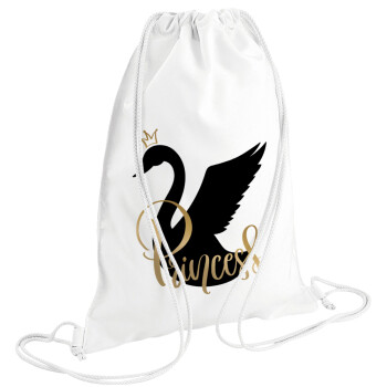 Swan Princess, Τσάντα πλάτης πουγκί GYMBAG λευκή (28x40cm)