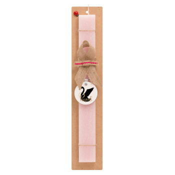 Swan Princess, Easter Set, wooden keychain & scented flat Easter candle (30cm) (PINK)