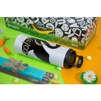 Swan Princess, Easter candle,Travel Tumbler 2 Lids, with metal straw & cleaning brush & aromatic flat candle (30cm) (BLUE)