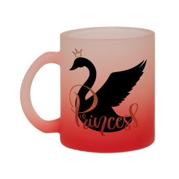 Swan Princess, Κούπα γυάλινη δίχρωμη με βάση το κόκκινο ματ, 330ml