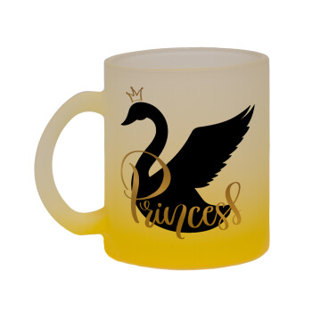 Swan Princess, Κούπα γυάλινη δίχρωμη με βάση το κίτρινο ματ, 330ml