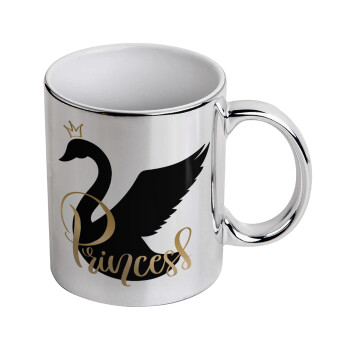 Swan Princess, Mug ceramic, silver mirror, 330ml