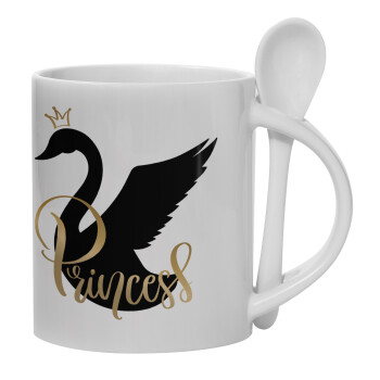 Swan Princess, Κούπα, κεραμική με κουταλάκι, 330ml (1 τεμάχιο)