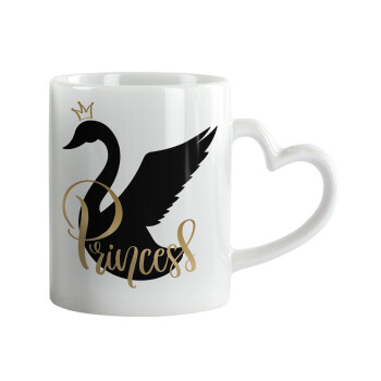 Swan Princess, Mug heart handle, ceramic, 330ml