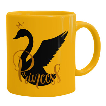 Swan Princess, Ceramic coffee mug yellow, 330ml (1pcs)