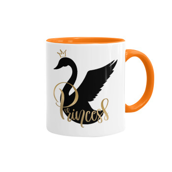 Swan Princess, Mug colored orange, ceramic, 330ml