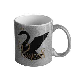 Swan Princess, Κούπα Ασημένια Glitter που γυαλίζει, κεραμική, 330ml