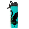 Metallic water bottle with safety lid, 850ml aluminum