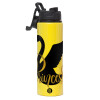 Metallic water bottle with safety lid, 850ml aluminum