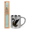 Easter Set, metallic thermal cup (300ml) & aromatic flat Easter candle (30cm) (TURQUOISE)