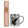 Easter Set, metallic thermal cup (300ml) & aromatic flat Easter candle (30cm) (PINK)
