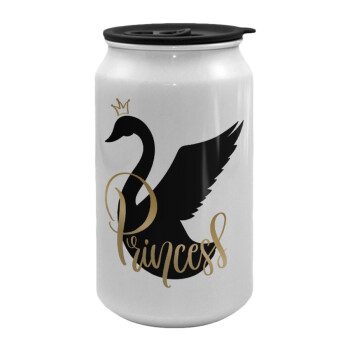 Swan Princess, Κούπα ταξιδιού μεταλλική με καπάκι (tin-can) 500ml