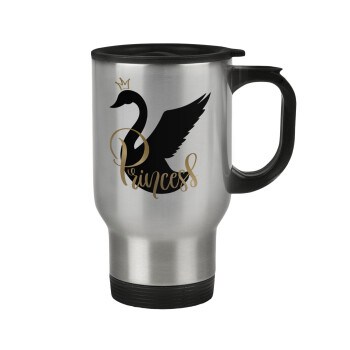Swan Princess, Κούπα ταξιδιού ανοξείδωτη με καπάκι, διπλού τοιχώματος (θερμό) 450ml