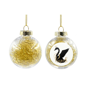 Swan Princess, Χριστουγεννιάτικη μπάλα δένδρου διάφανη με χρυσό γέμισμα 8cm