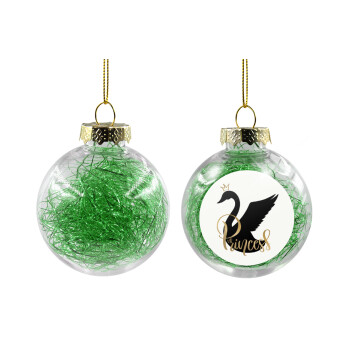 Swan Princess, Χριστουγεννιάτικη μπάλα δένδρου διάφανη με πράσινο γέμισμα 8cm