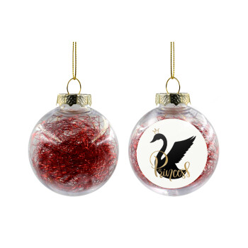 Swan Princess, Transparent Christmas tree ball ornament with red filling 8cm