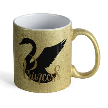 Swan Princess, Κούπα Χρυσή Glitter που γυαλίζει, κεραμική, 330ml
