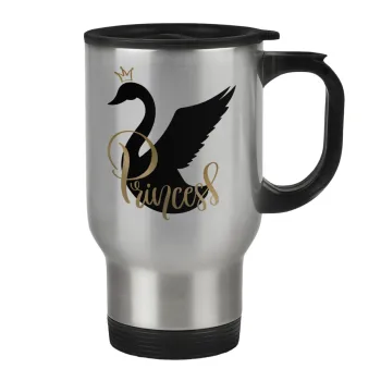Swan Princess, Stainless steel travel mug with lid, double wall 450ml