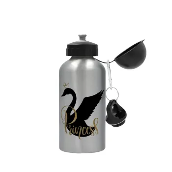 Swan Princess, Μεταλλικό παγούρι νερού, Ασημένιο, αλουμινίου 500ml