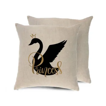 Swan Princess, Μαξιλάρι καναπέ ΛΙΝΟ 40x40cm περιέχεται το  γέμισμα