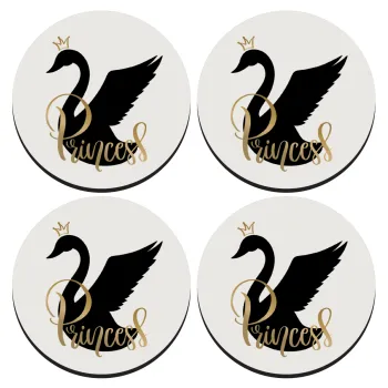 Swan Princess, ΣΕΤ 4 Σουβέρ ξύλινα στρογγυλά (9cm)