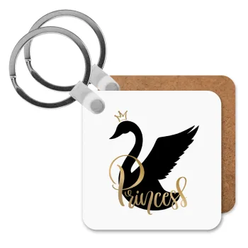 Swan Princess, Μπρελόκ Ξύλινο τετράγωνο MDF