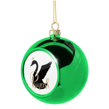 Swan Princess, Green Christmas tree ornament ball 8cm