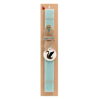 Swan Princess, Easter Set, wooden keychain & aromatic flat Easter candle (30cm) (TURQUOISE)
