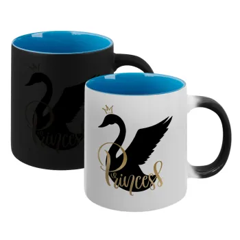 Swan Princess, Κούπα Μαγική εσωτερικό μπλε, κεραμική 330ml που αλλάζει χρώμα με το ζεστό ρόφημα