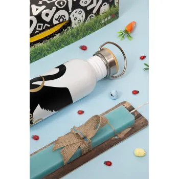 Swan Princess, Πασχαλινή Λαμπάδα με παγούρι μεταλλικό (620ml, stainless steel) & κερί αρωματικό πλακέ (30cm) (ΤΙΡΚΟΥΑΖ)