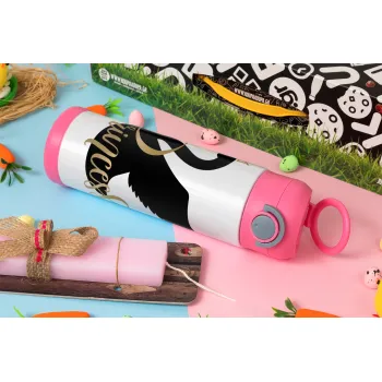 Swan Princess, Easter candle, Childrens hot water bottle, stainless steel, with safety straw, PINK (500ml)