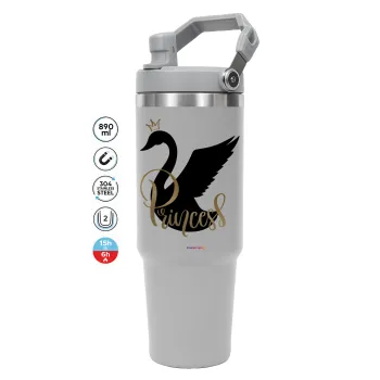Swan Princess, GREY color, 890ml (30oz) stainless Steel Tumbler with Handle