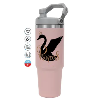 Swan Princess, Pink color, 890ml (30oz) stainless Steel Tumbler with Handle